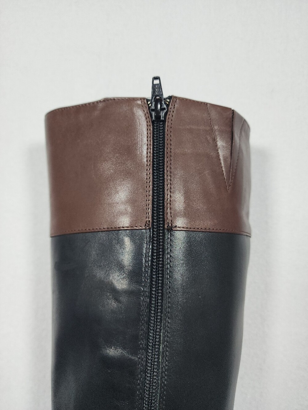 Lauren Ralph Lauren Black and Brown Leather Knee-High Riding Boots - Picture 14 of 16
